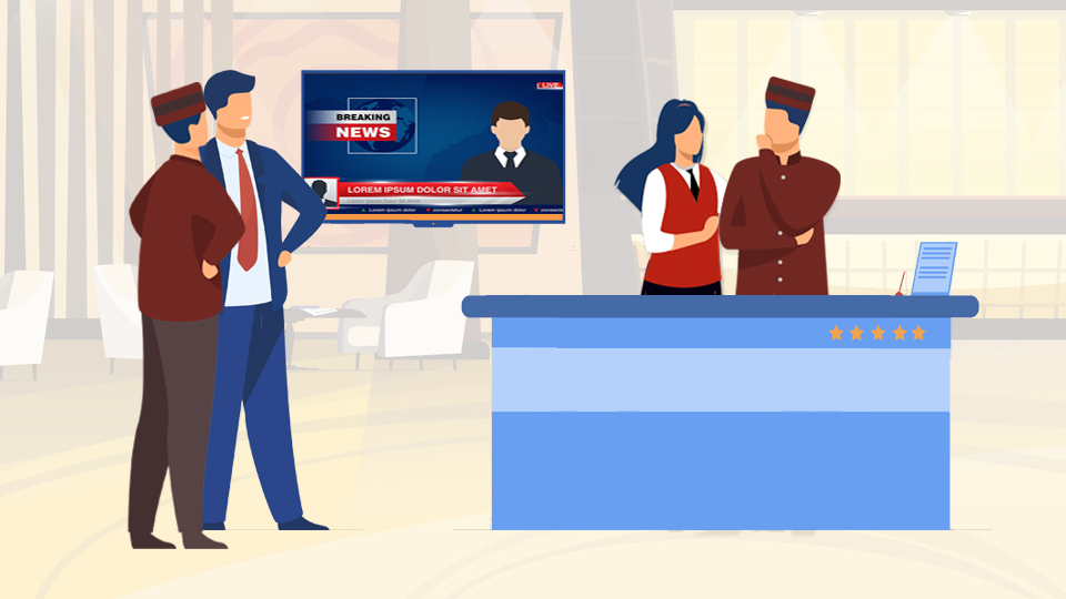 Hotel employees watching the news for updates. Article A Hoteliers Role During Natural Disasters by MY RANGGO Hospitality Magazine Philippines