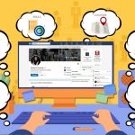 Blue desk with computer, screen is showing a LinkedIn Profile page with images to reflect each section of the profile