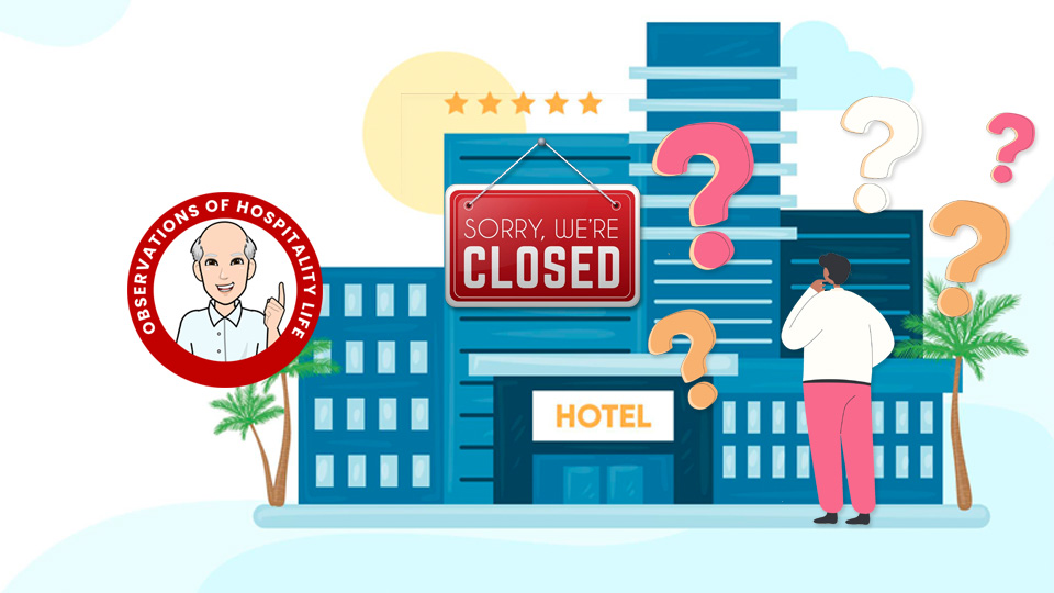 Person standing in front of a closed hotel wanting to work