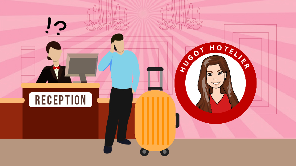 Hotel Front Desk Agent looking bemused by a guest talking on his phone whilst checking in. Article 10 Things Front Desk Agents Wish They Could Tell You by MY RANGGO Hospitality Magazine