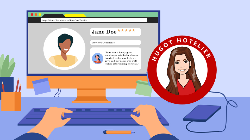 Laptop open with a guest rating app open on it. Article Rating Hotel Guests by MY RANGGO Hospitality Magazine