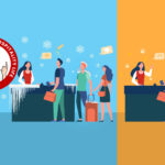 Image of two hotel front desks, on the left it is cold and icy, on the right warm and sunny. Article What Is Warmth Of Welcome by MY RANGGO Hospitality Magazine