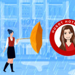 Hotel employing walking with an umbrella blown inside out. Article A Hoteliers Role During Natural Disasters by MY RANGGO Hospitality Magazine Philippines