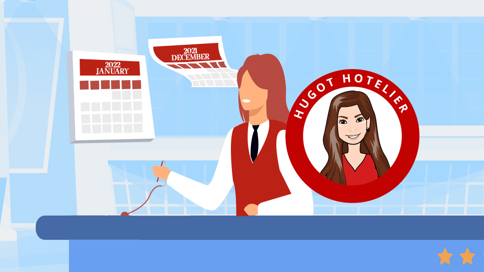 Hotelier with a pen in her hand, and two calendar sheets for December 2021 and January 2022. Article Hotelier Resolutions to Make (and Keep!) this 2022 by MY RANGGO Hospitality Magazine Philippines