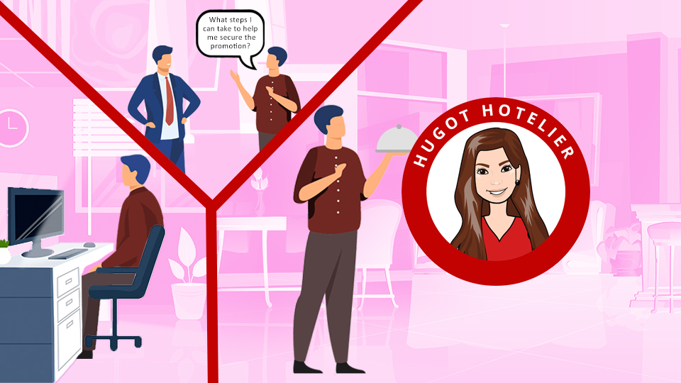 a hotelier working three different jobs as a waiter, Front Desk and in an office. Article: Get Promoted in Hospitality by MY RANGGO Hospitality Magazine Philippines