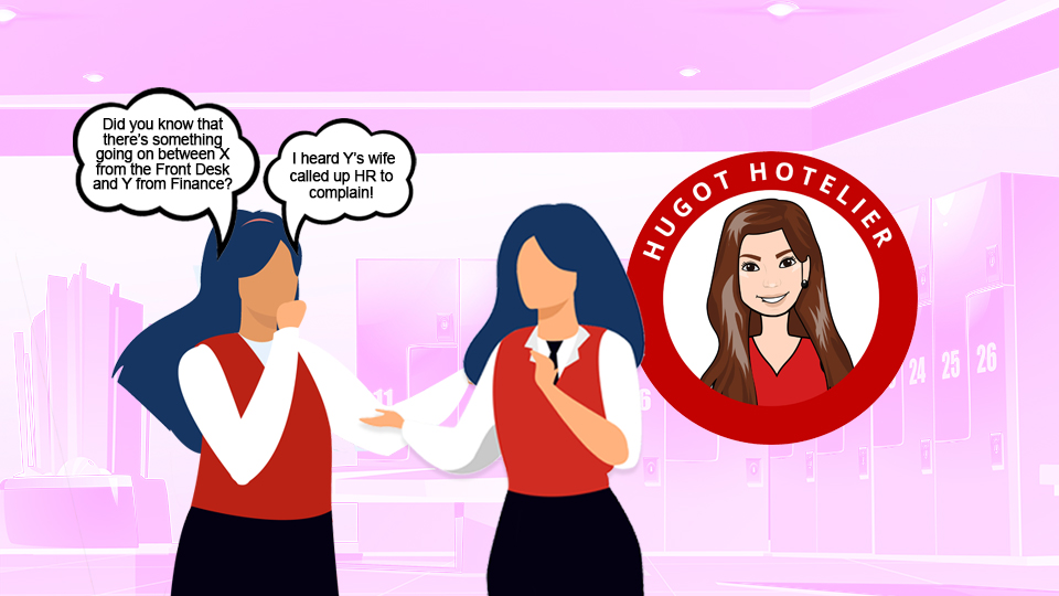 Two women in hotelier uniform talking in the locker room. 10 Female Hotelier Types you'll find in the locker room by MY RANGGO Hospitality Magazine