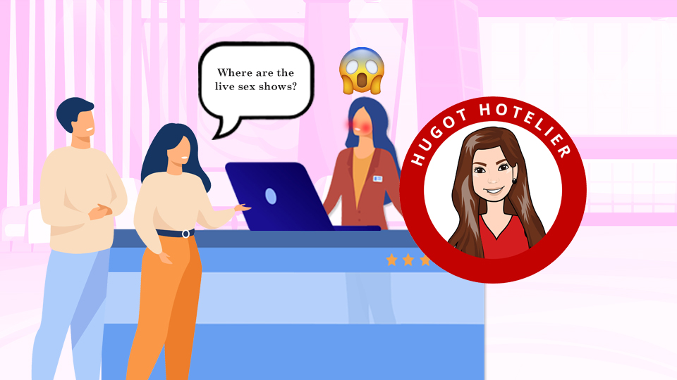 Newly-weds at the Concierge Desk asking where the nearest live sex show is: Weird Concierge Requests by MY RANGGO Hospitality Magazine Philippines