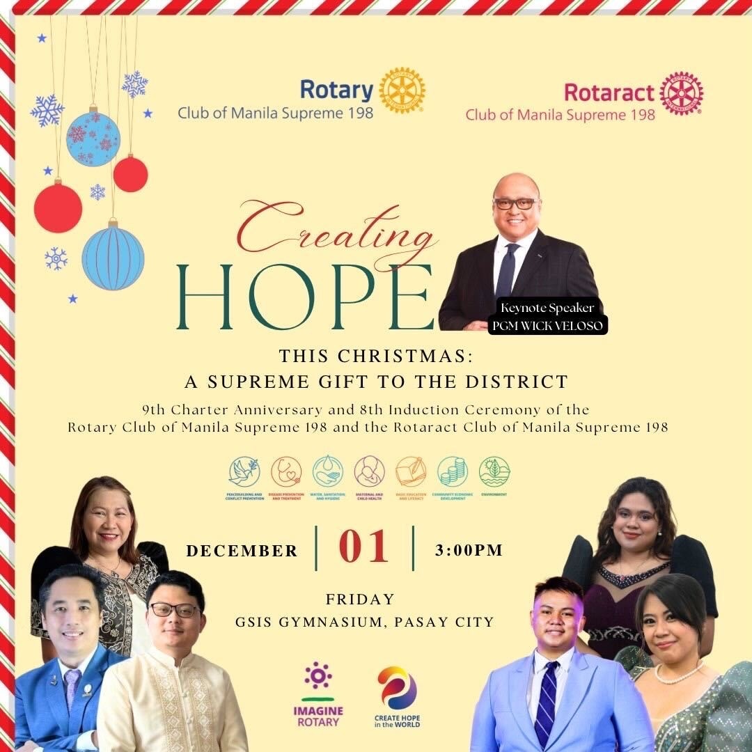 Creating Hope Event by the Rotary Club of Manila Supreme 198 and the Rotaract Club of Manila Supreme 198. Image by MY RANGGO Hospitality Magazine Philippines