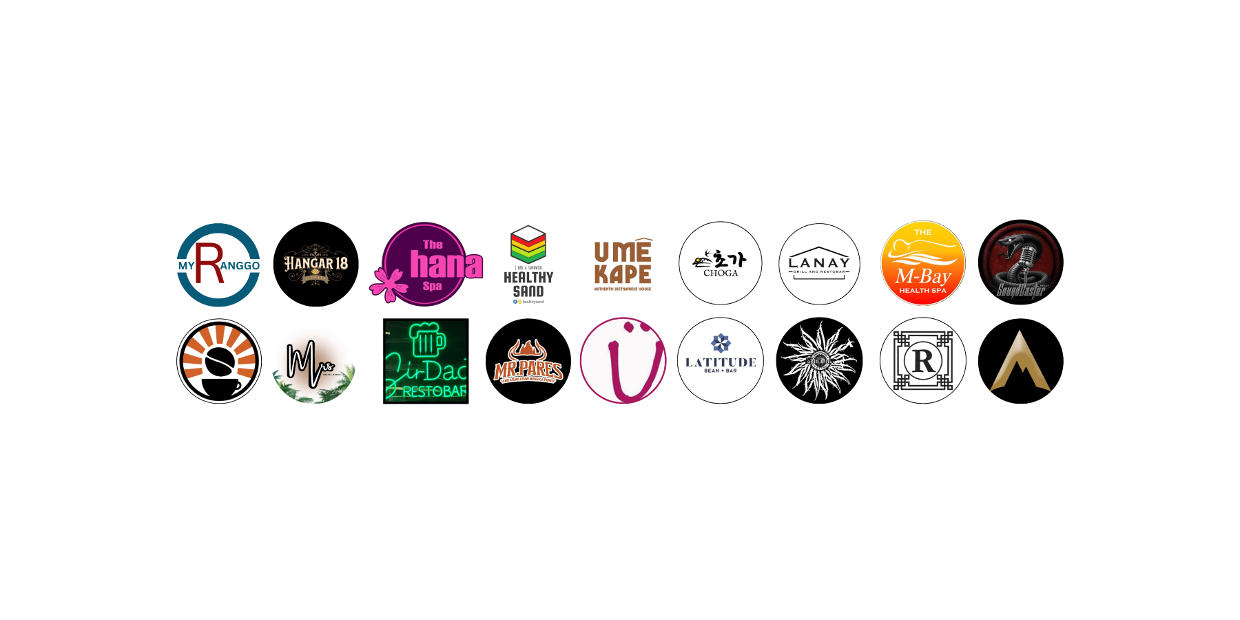 An image of 17 logos representing new RANGGO Business Partners on the RANGGO App Philippines